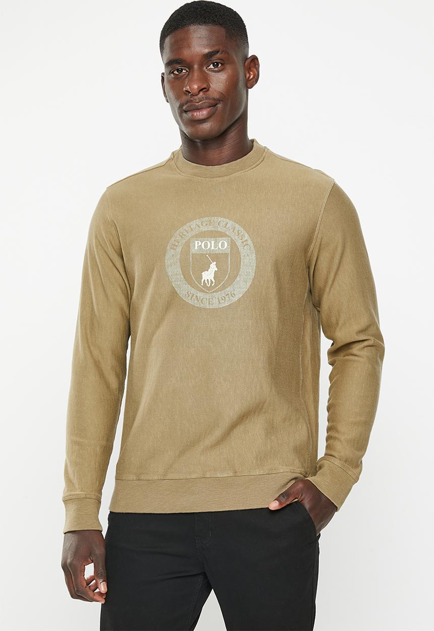 POLO - Mens overdyed shield sweater - taupe