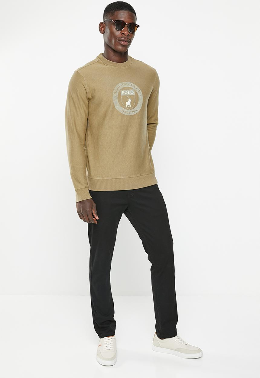 POLO - Mens overdyed shield sweater - taupe