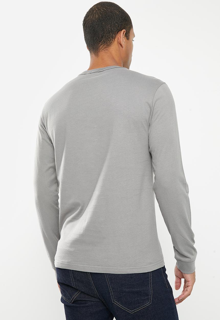 POLO - Mens logo embroidery long sleeve tee - charcoal