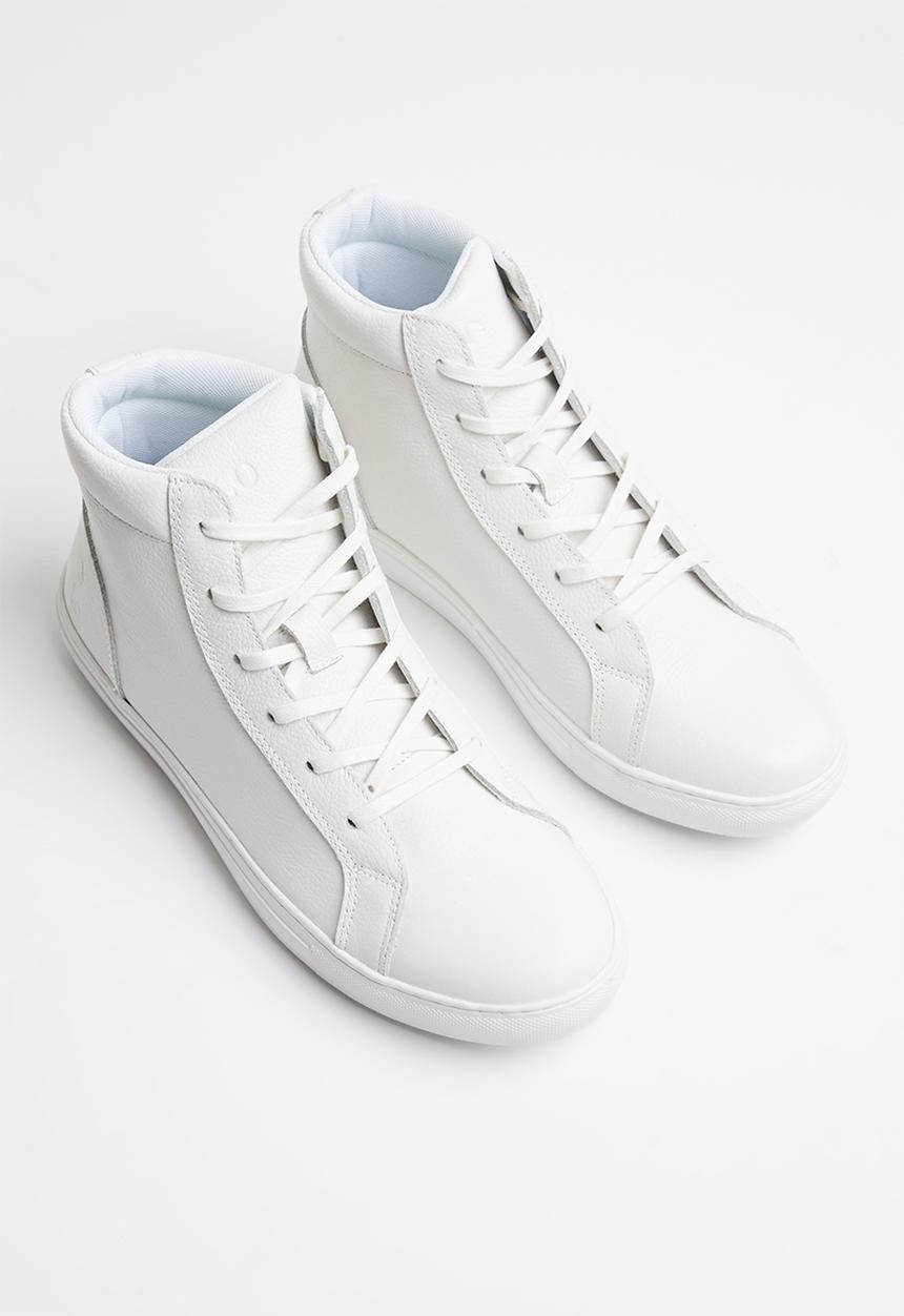 POLO - Basic high top leather sneaker - white