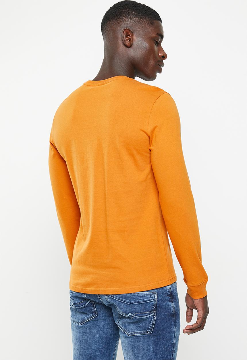POLO - Mens crew neck long sleeve tee - rust
