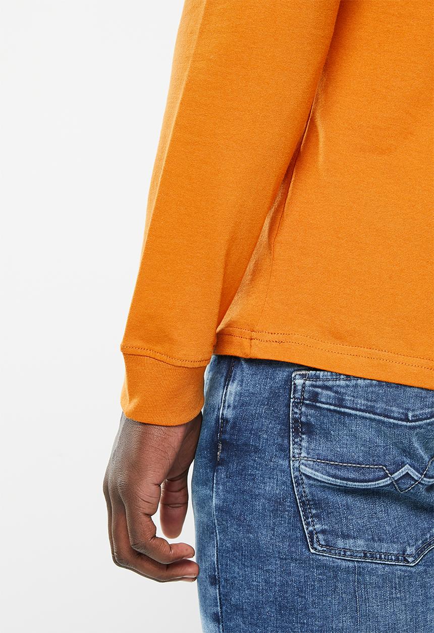 POLO - Mens crew neck long sleeve tee - rust