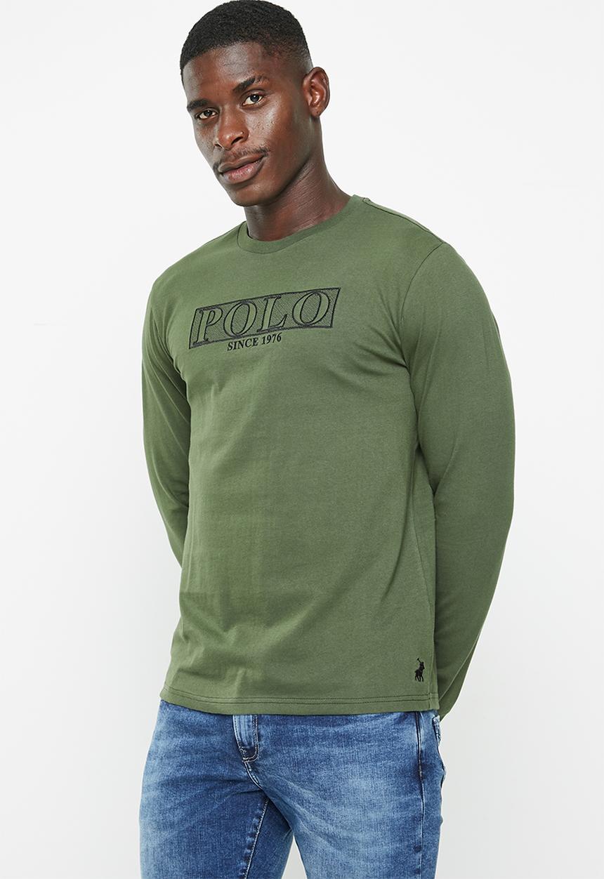 POLO - Mens logo embroidery long sleeve tee - green