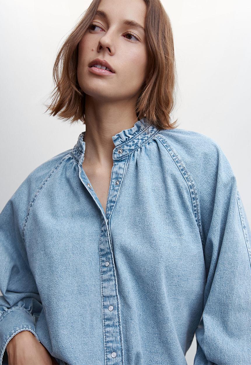 MANGO - Shirt bilma - open blue