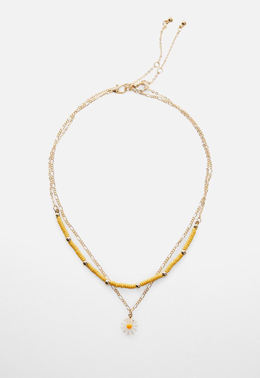MANGO - Necklace flori - mustard