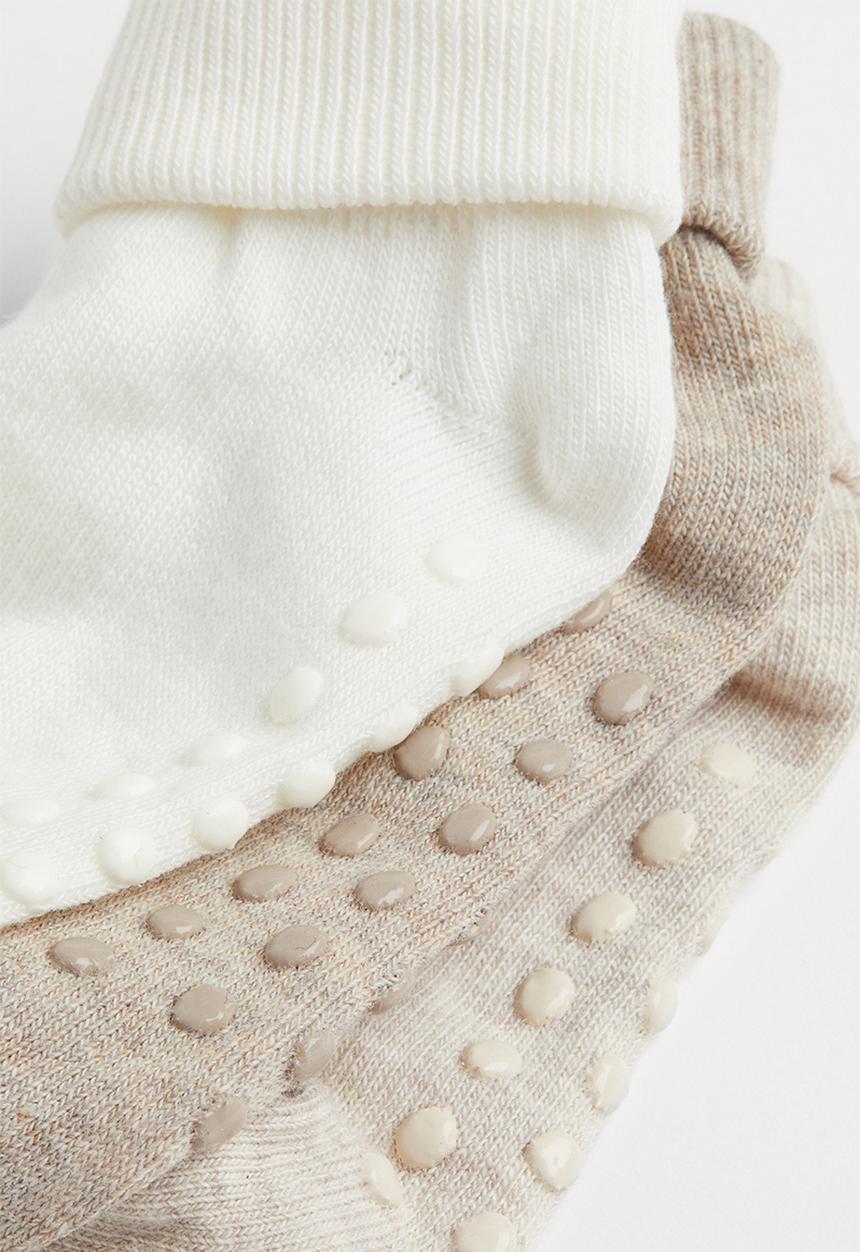 H&M - 3-Pack anti-slip-socks - beige marl/white