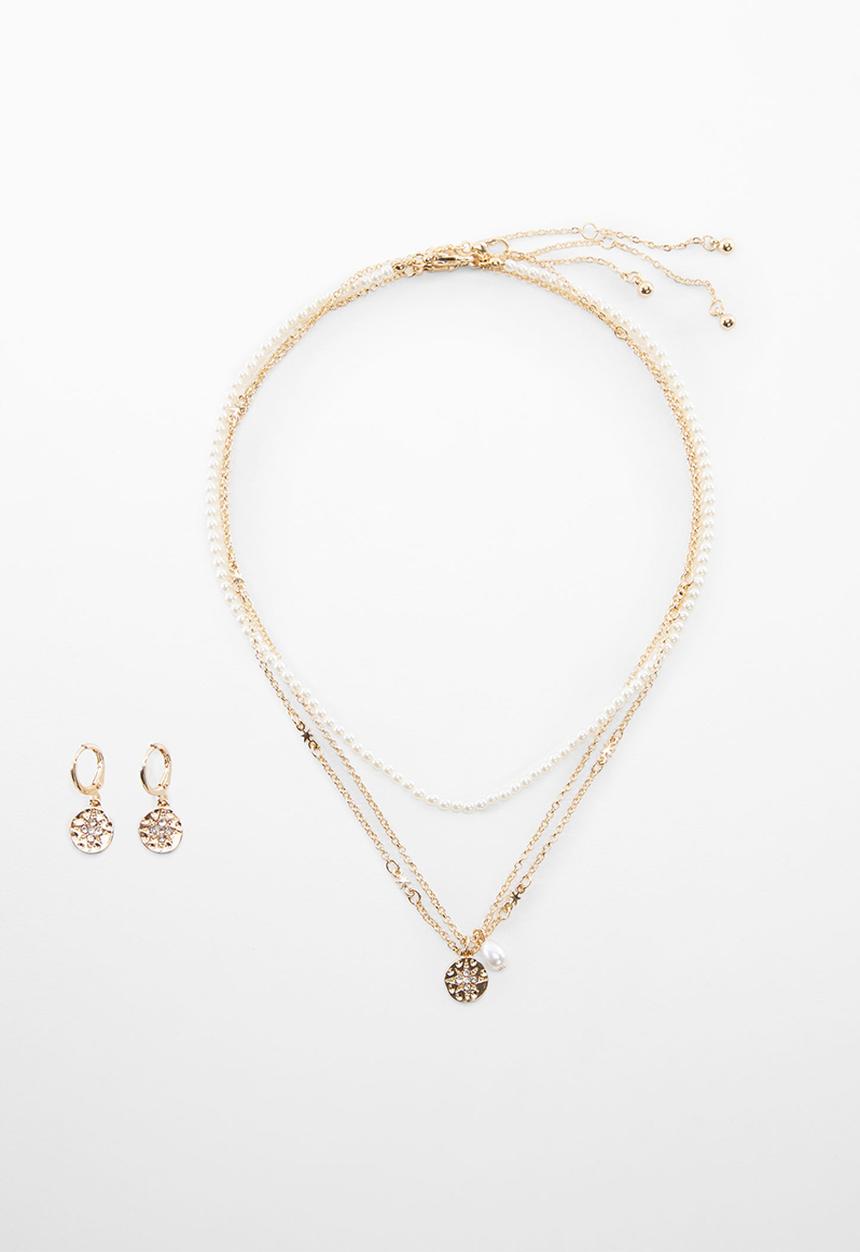 MANGO - Necklace perla - gold