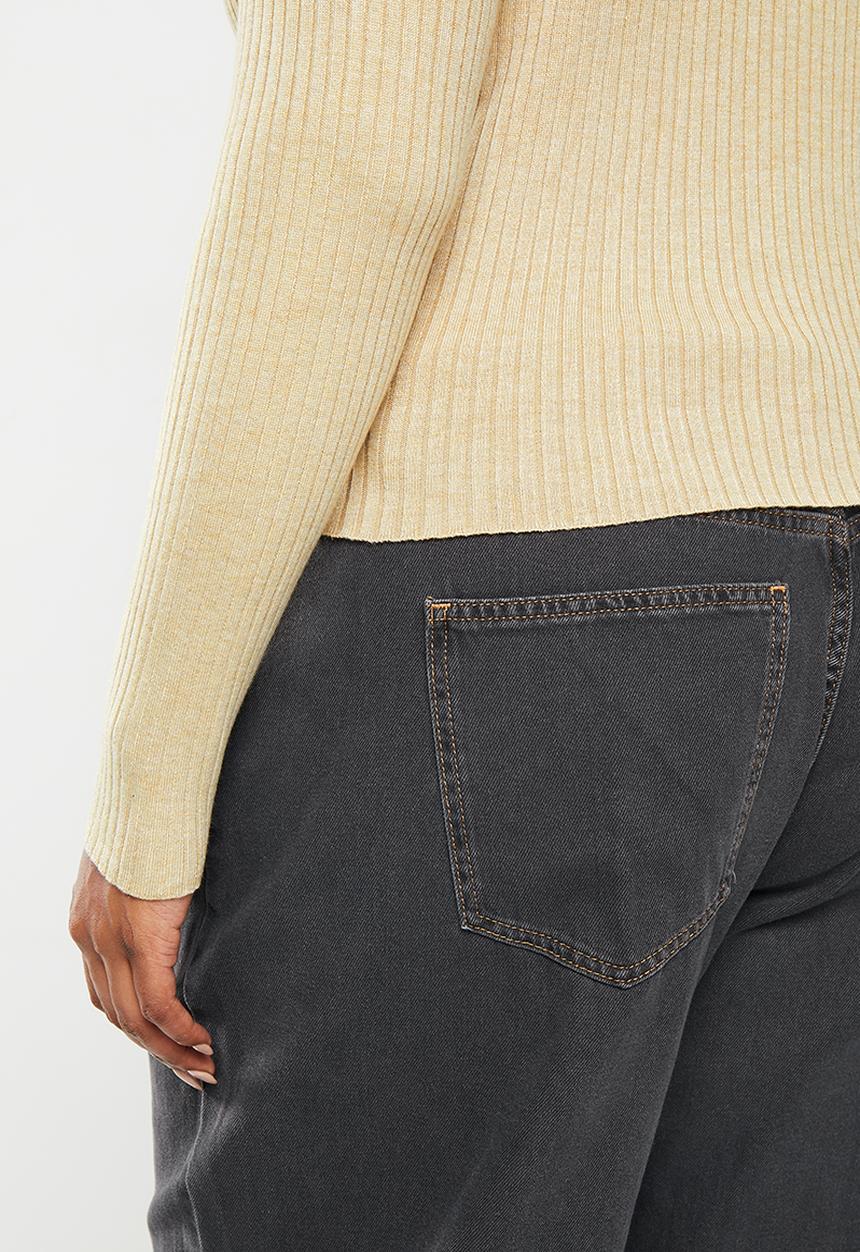Cotton On - Plus urban rib crew neck top - mid taupe marle