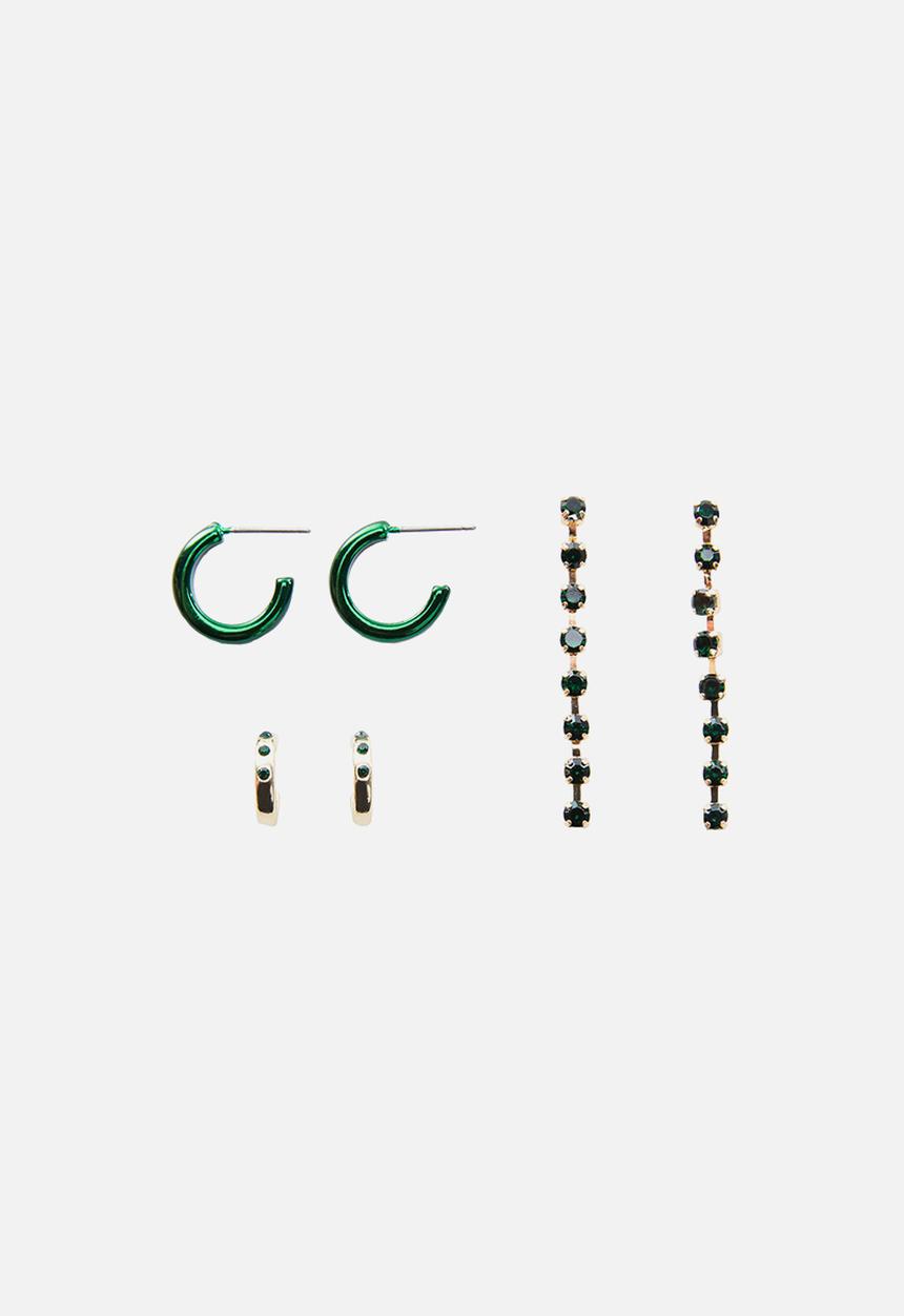 MANGO - Earrings esmeral - gold & green