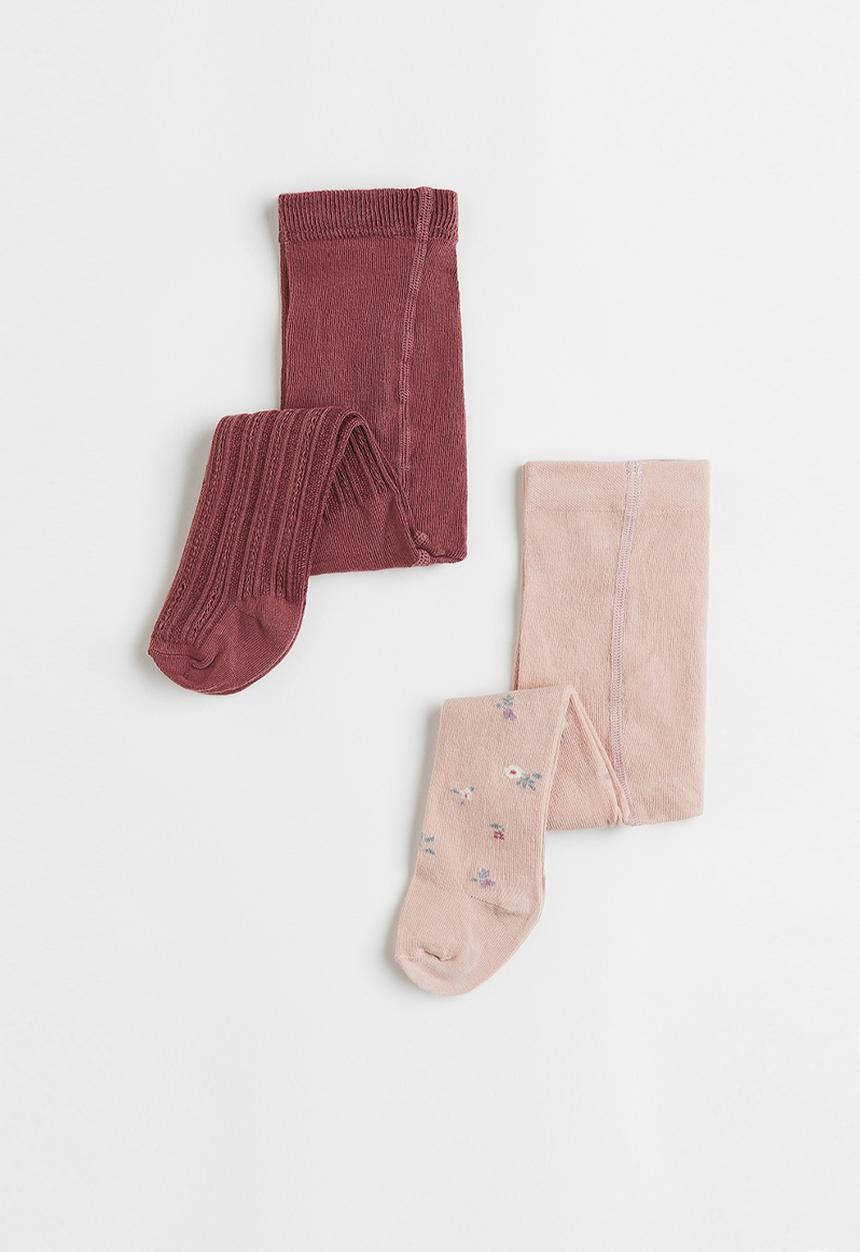 H&M - 2-Pack tights - light pink/floral