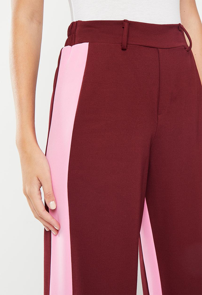 Me&B - Posh ponti pant - burgundy & pink
