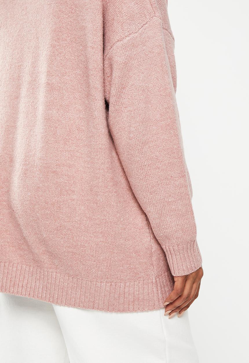Cotton On - Plus blondie oversized v-neck pullover - dusty rose marle