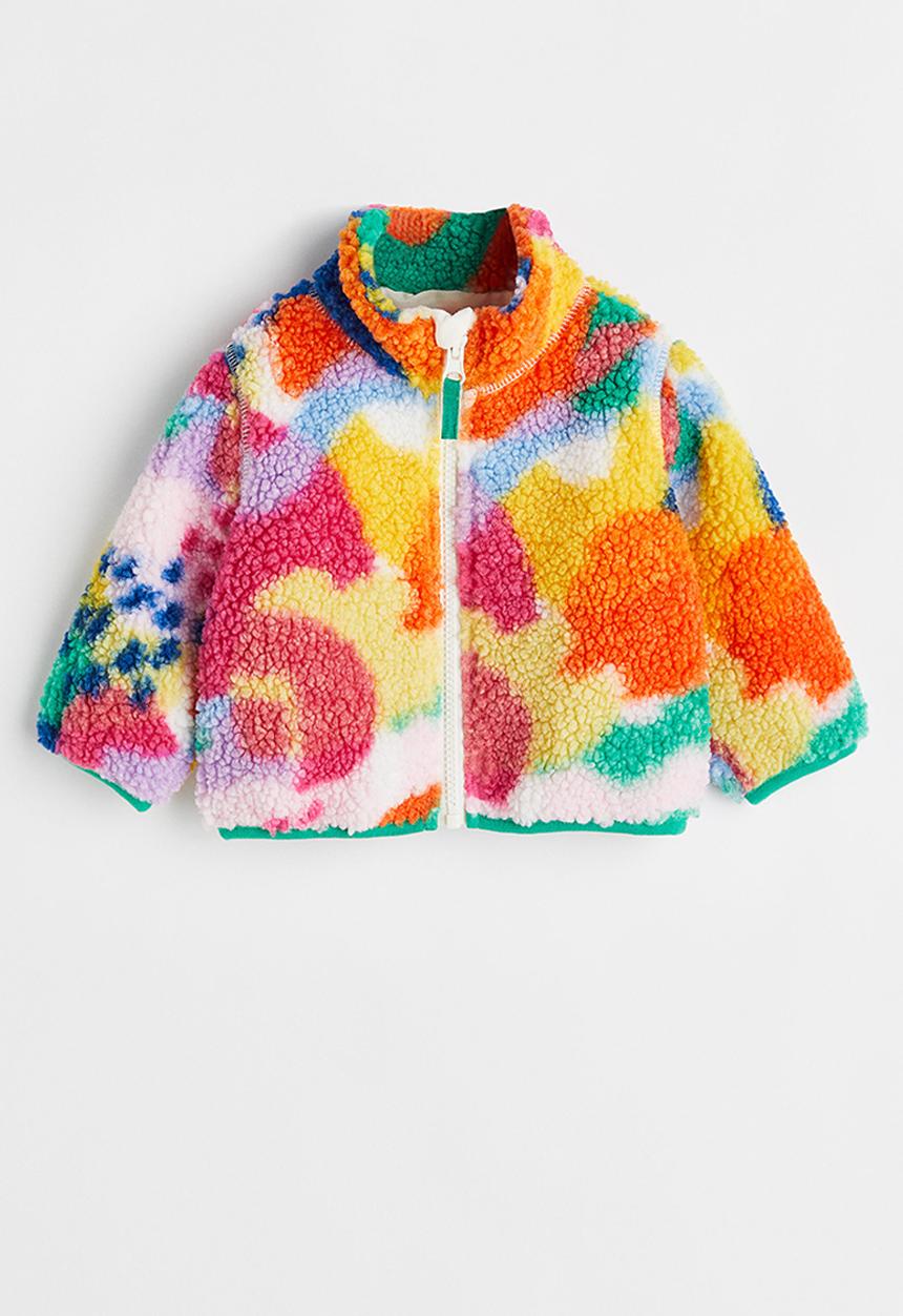 H&M - Patterned teddy jacket - yellow/patterned
