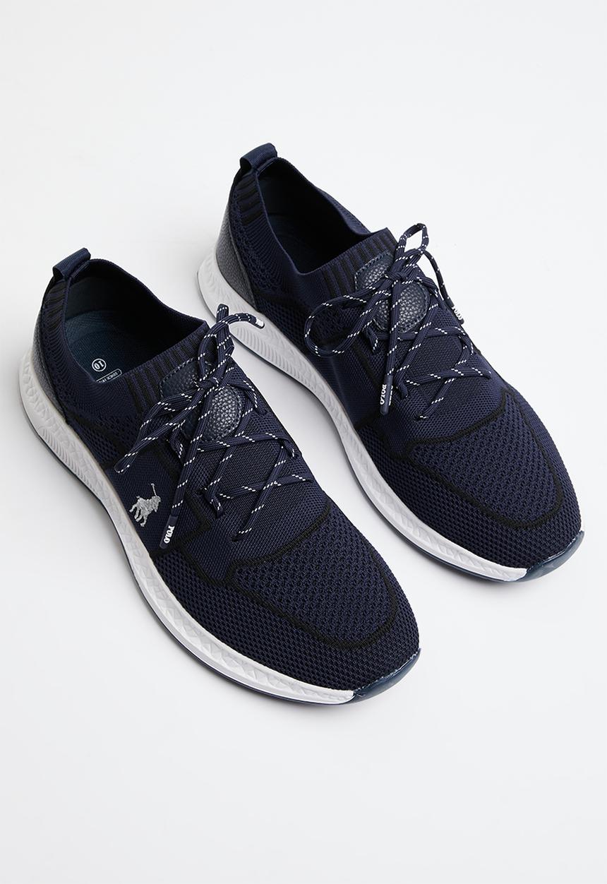 POLO - Side flash knit sneaker - navy