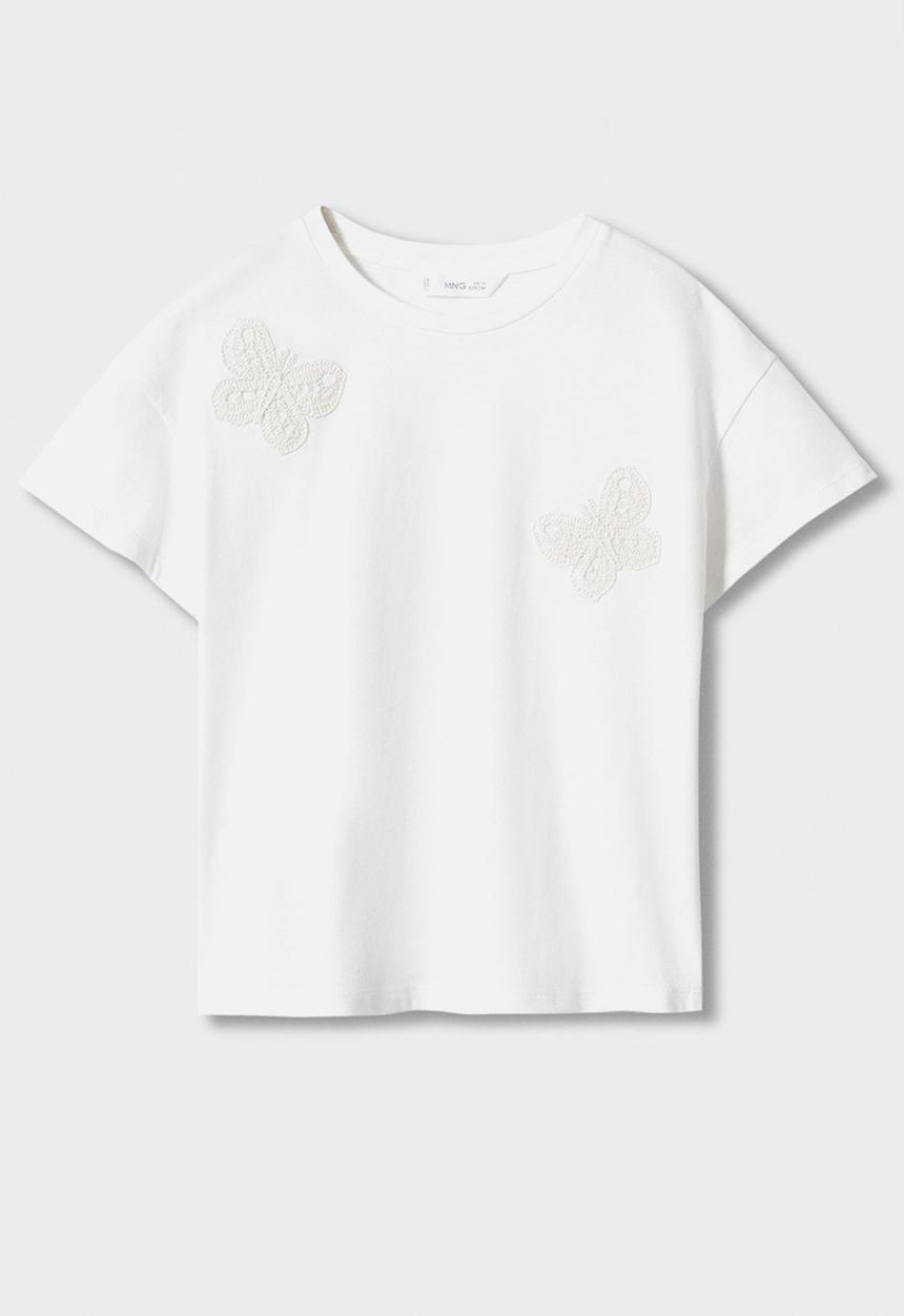 MANGO - T-shirt crochet - natural