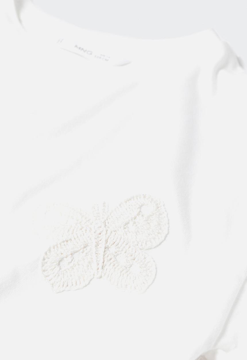 MANGO - T-shirt crochet - natural