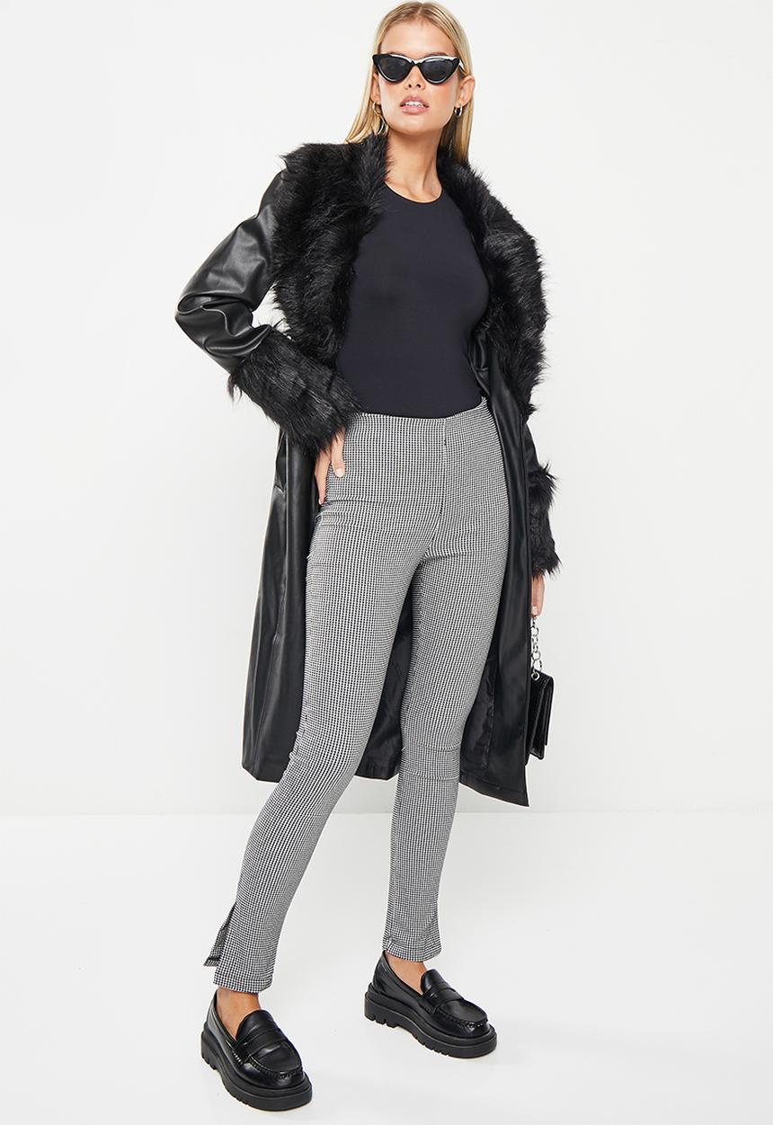 Me&B - Houndstooth Slit flare knit tregging - black & white