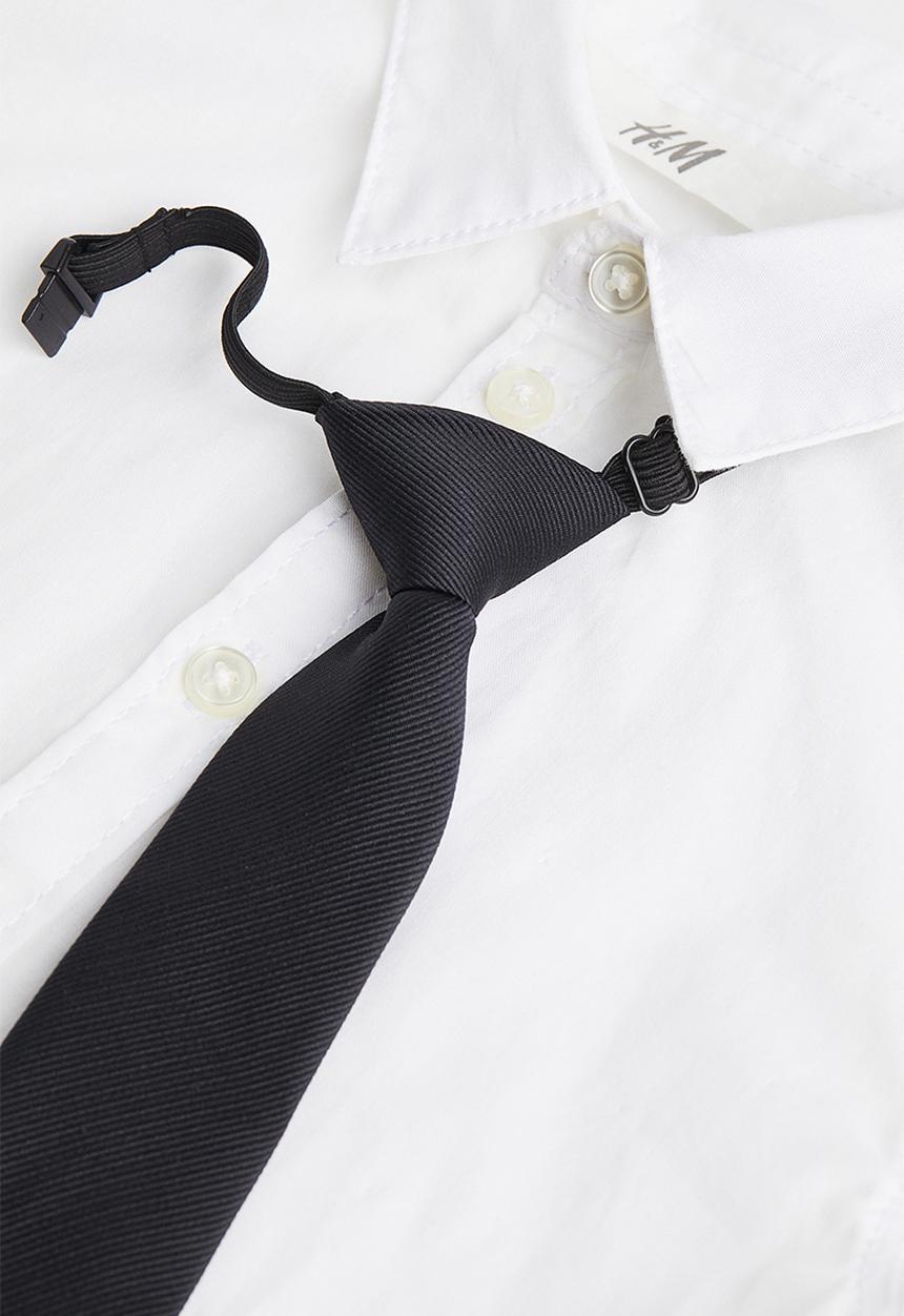 H&M - Shirt and tie/bow tie - white/black