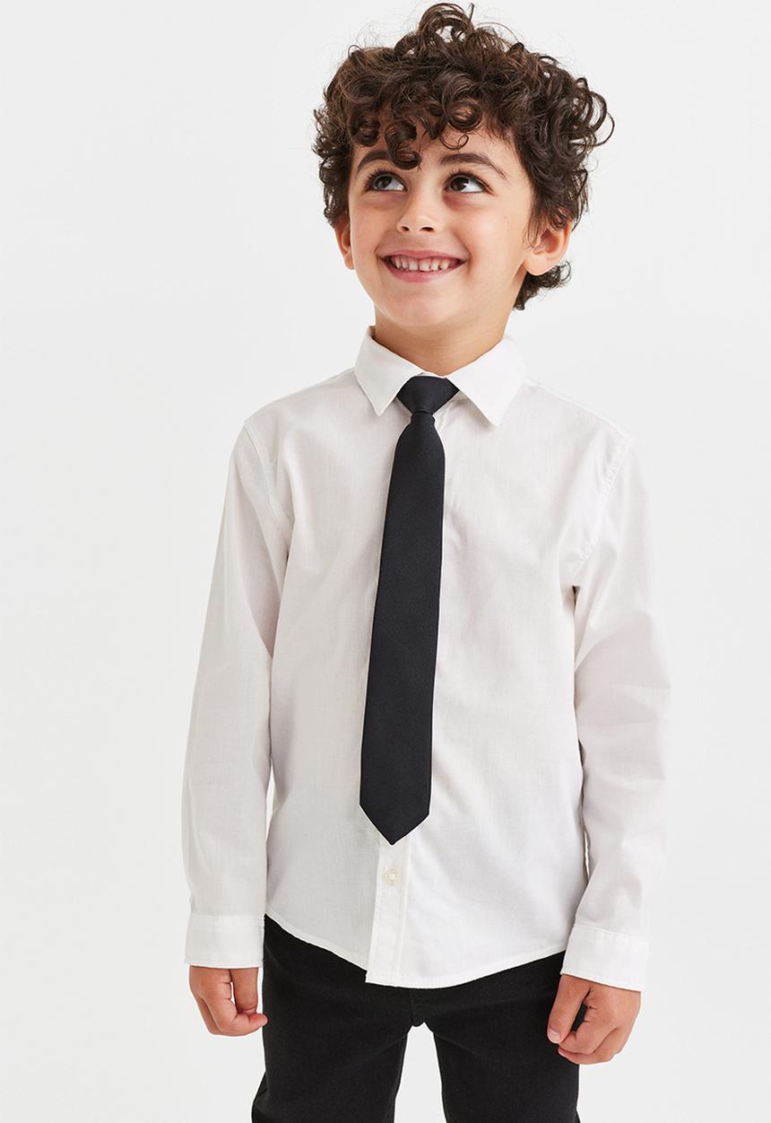 H&M - Shirt and tie/bow tie - white/black