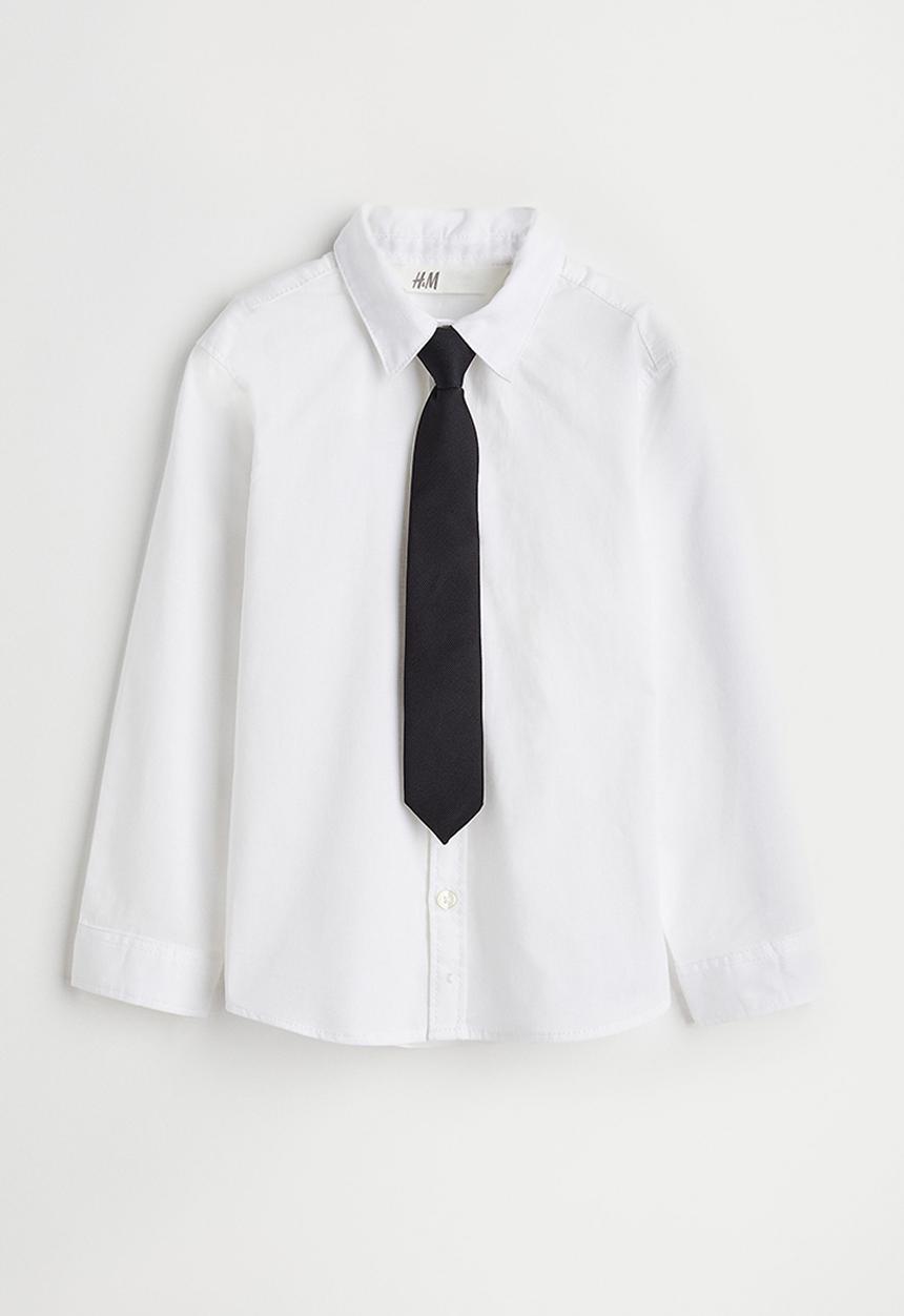H&M - Shirt and tie/bow tie - white/black