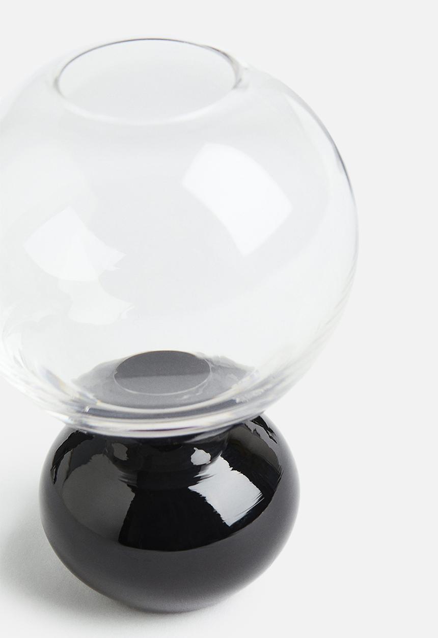 H&M - Glass vase - black/clear glass