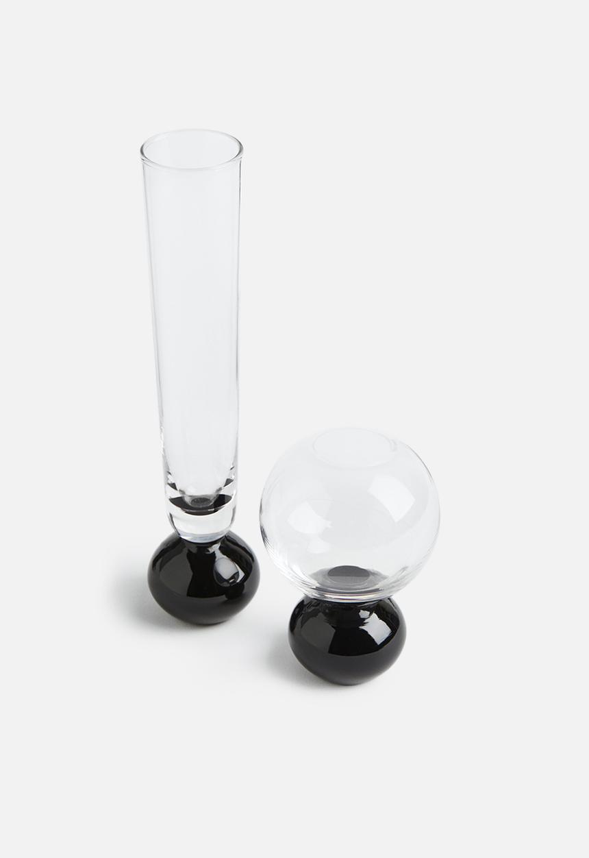 H&M - Glass vase - black/clear glass