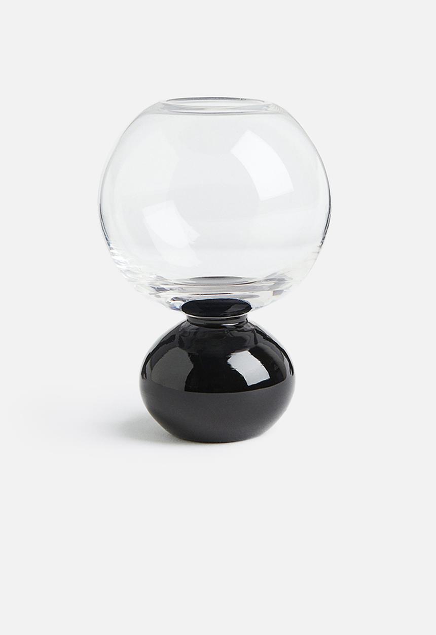 H&M - Glass vase - black/clear glass