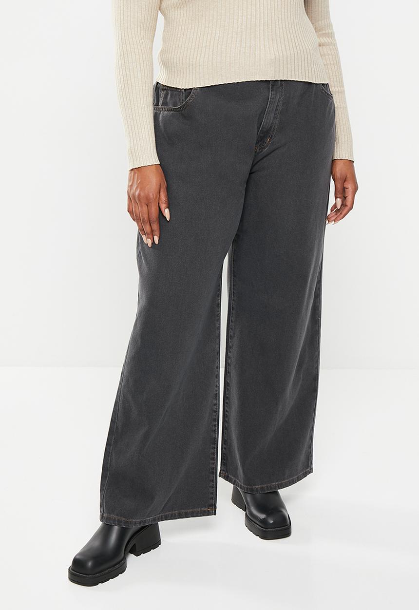 Cotton On - Plus relaxed wide leg jean - black ink