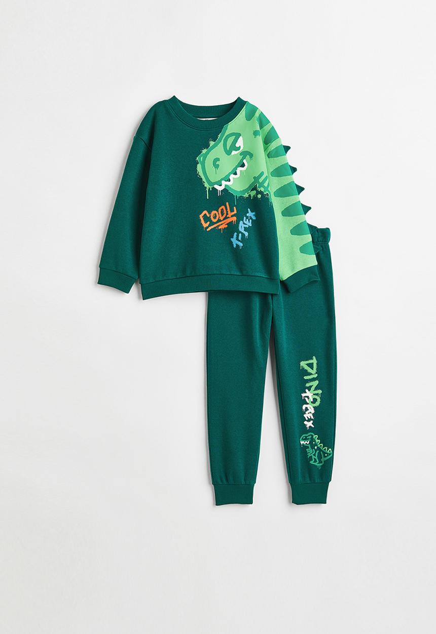 H&M - 2-Piece printed set - dark green/t-rex