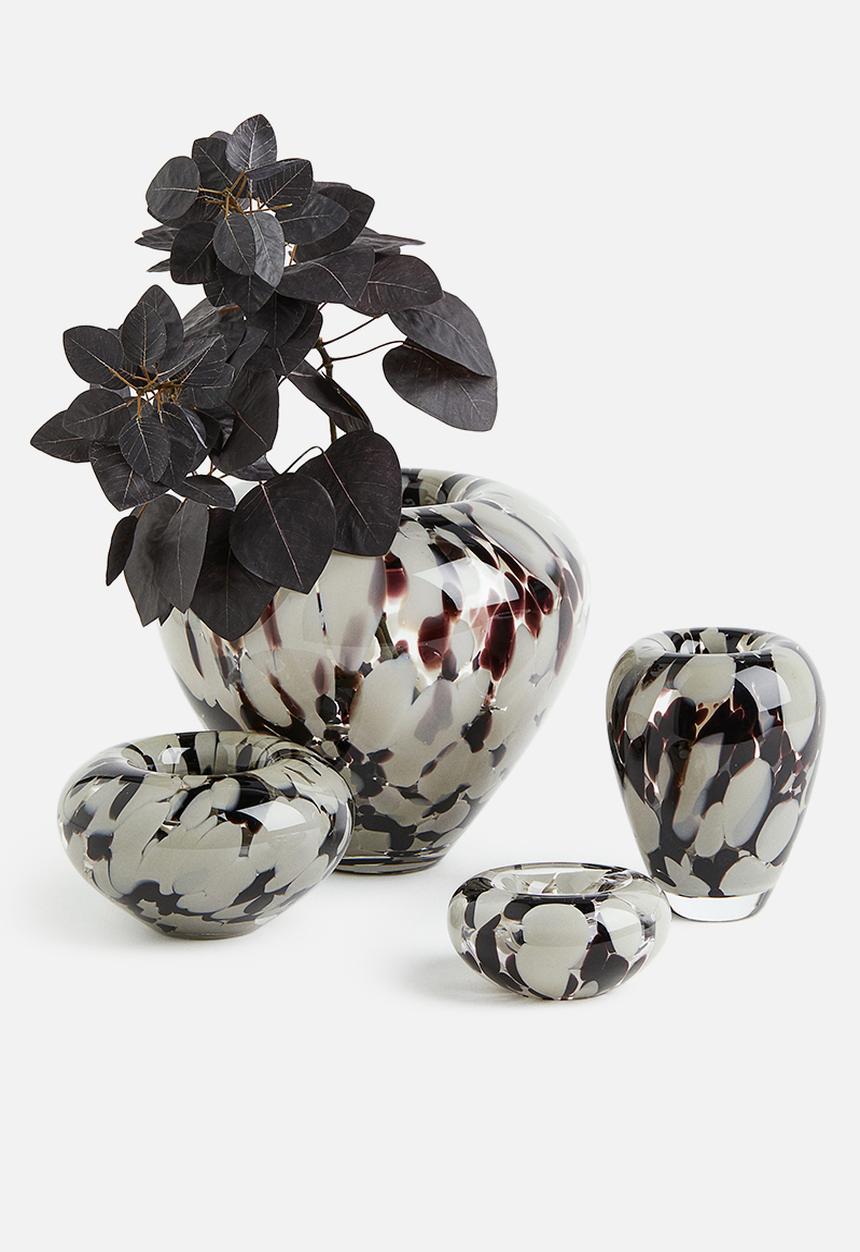 H&M - Glass bowl - light beige/patterned