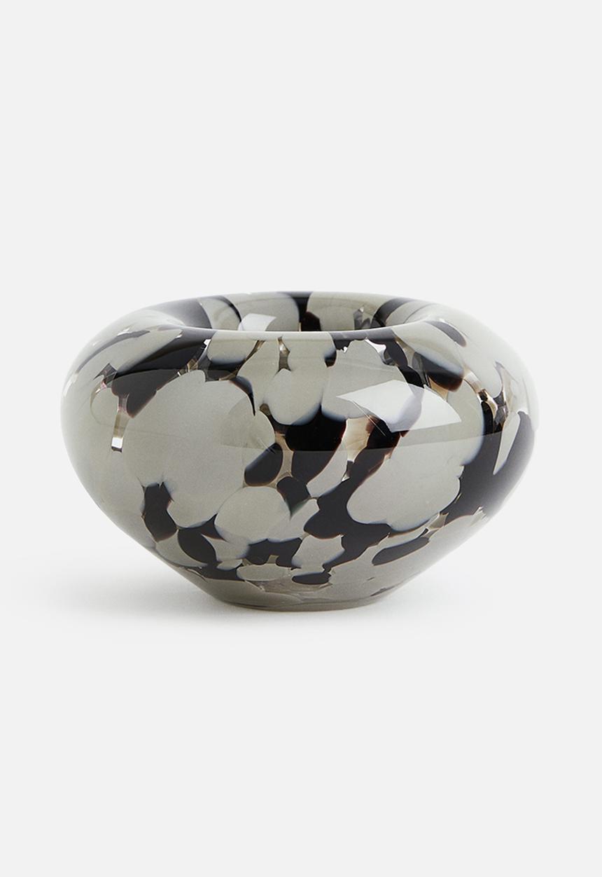 H&M - Glass bowl - light beige/patterned