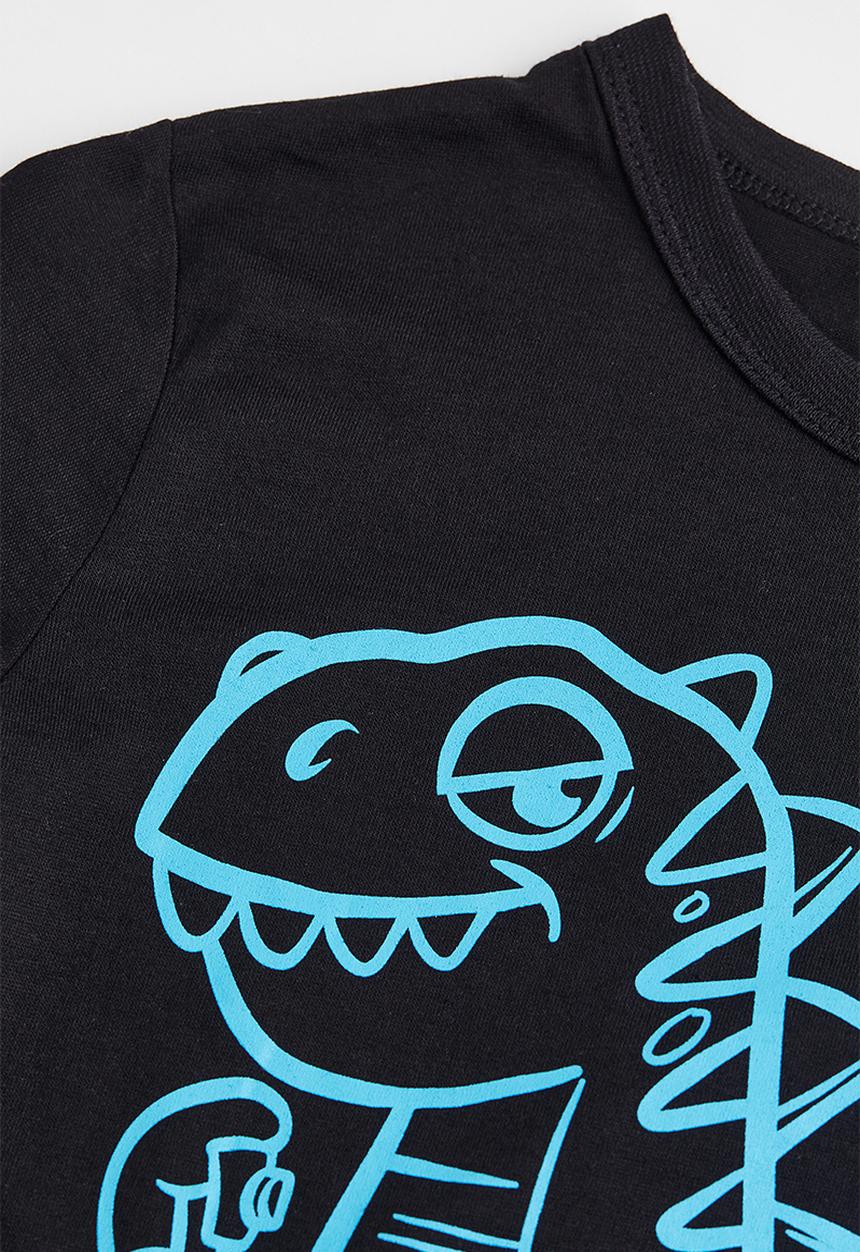 H&M - Cotton jersey top - black/dinosaur