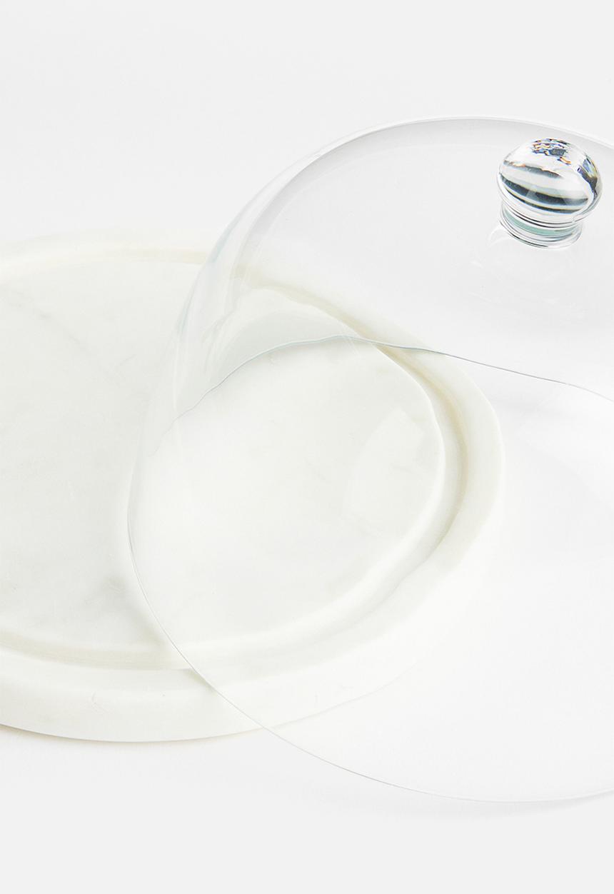 H&M - Glass dome with a marble base - white