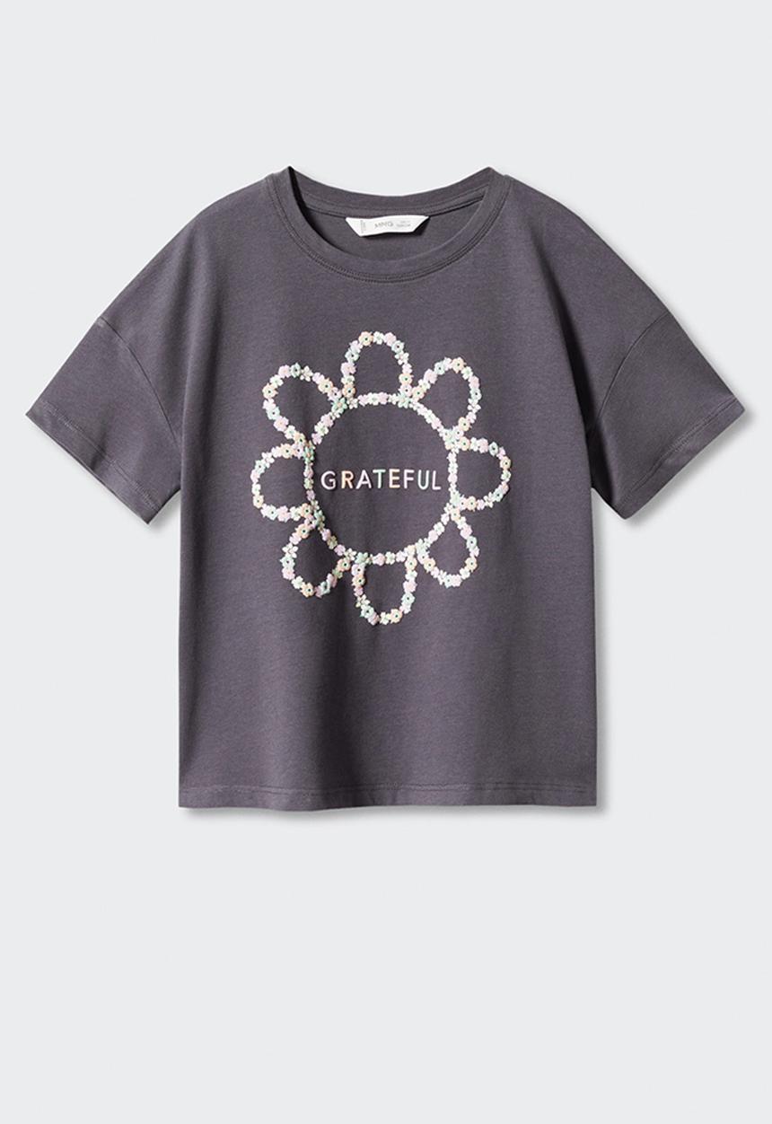 MANGO - T-shirt margaret  - charcoal