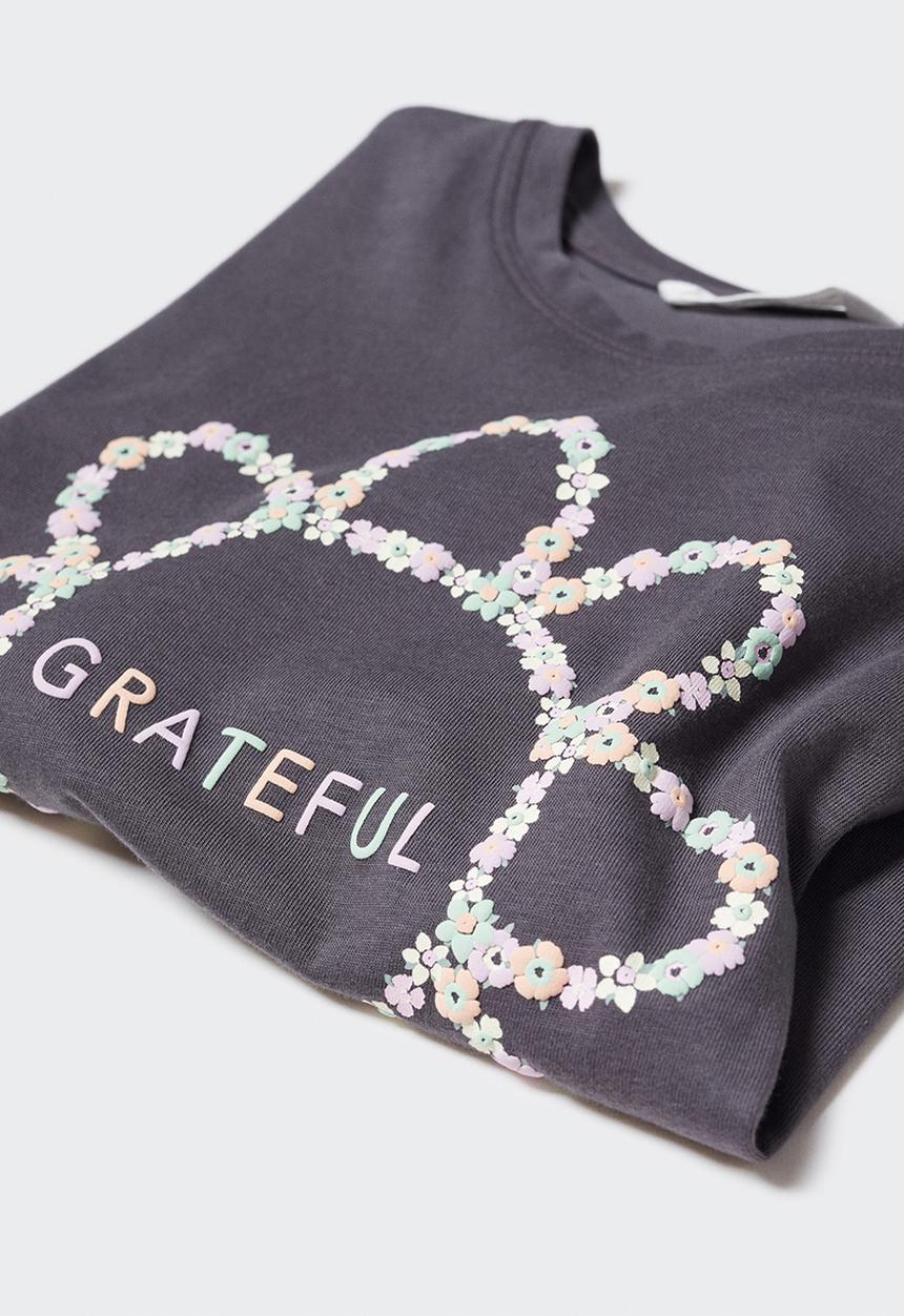 MANGO - T-shirt margaret  - charcoal