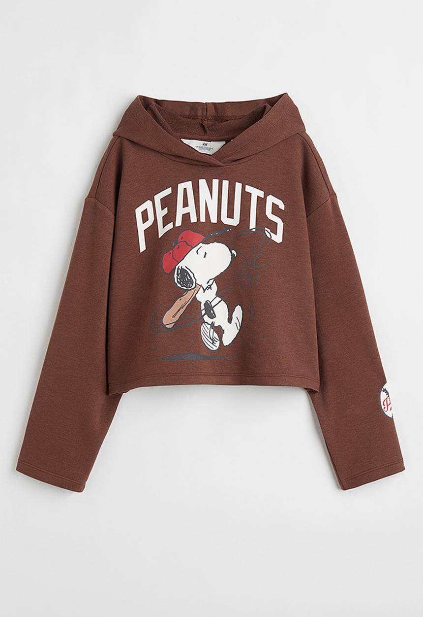 H&M - Oversized printed hoodie - dark brown/snoopy