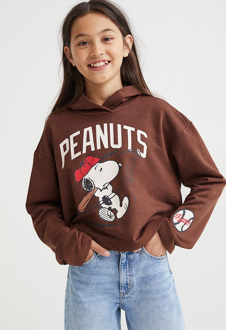 H&M - Oversized printed hoodie - dark brown/snoopy