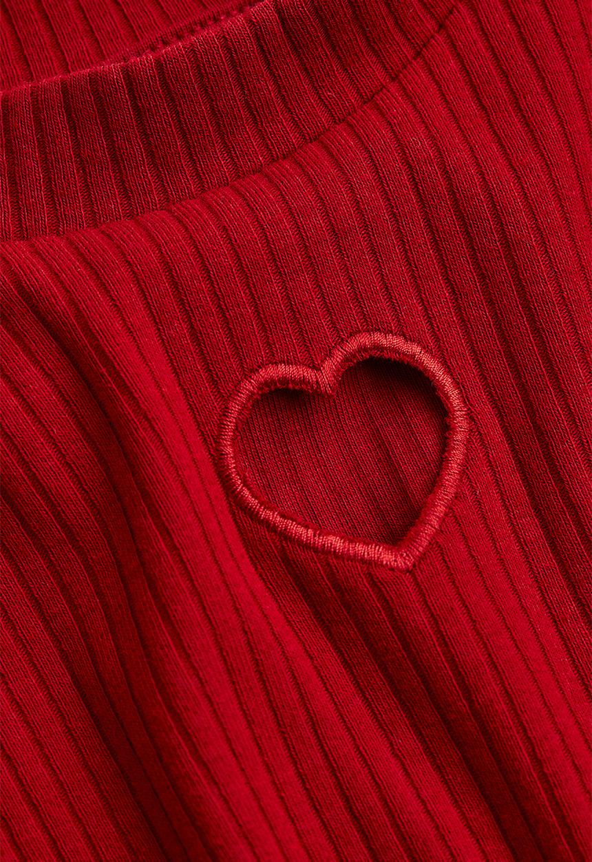 H&M - Ribbed cotton jersey cropped top - red/heart