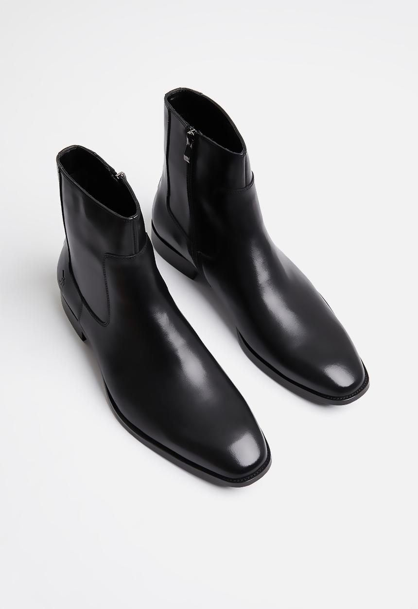 POLO - High rise chelsea leather boot  - black