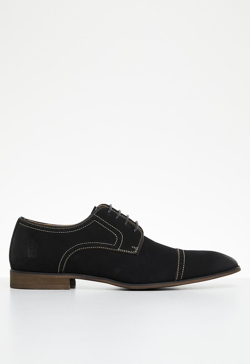 POLO - Brogue toe cap gibson leather lace up - black