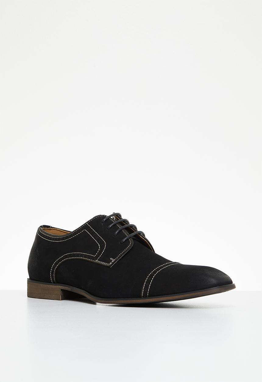 POLO - Brogue toe cap gibson leather lace up - black