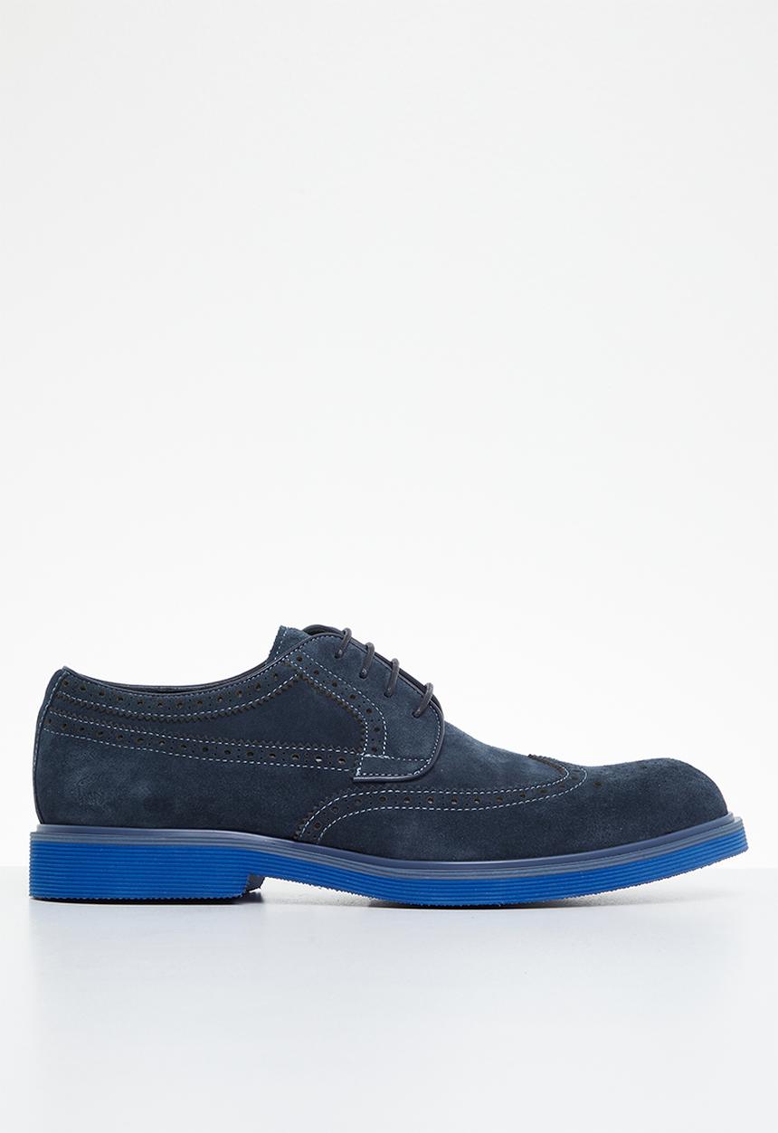 POLO - Colour brogue suede lace up - navy