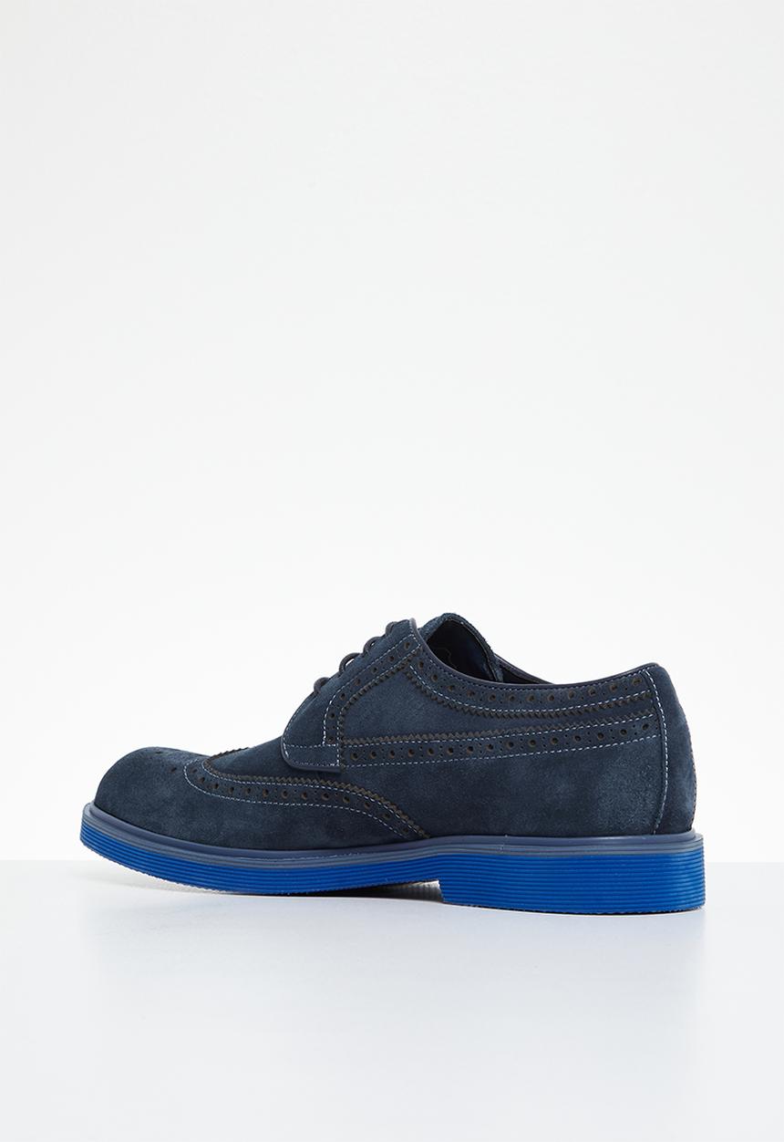 POLO - Colour brogue suede lace up - navy