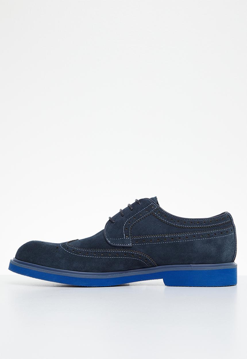 POLO - Colour brogue suede lace up - navy