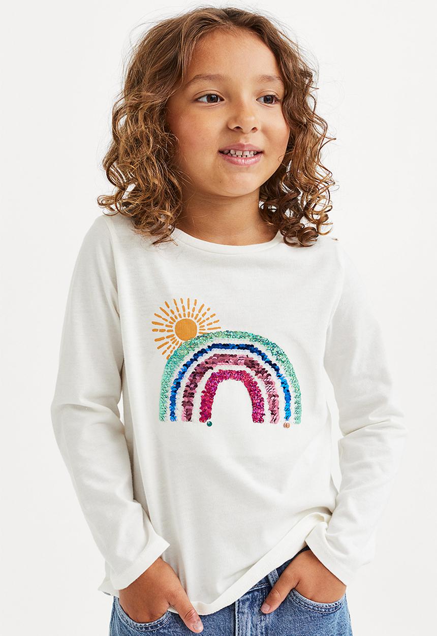 H&M - Motif-front top - natural white/rainbow