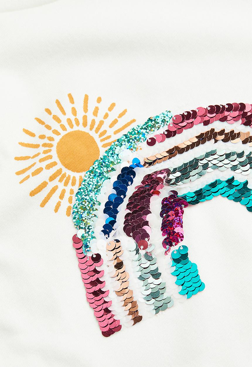 H&M - Motif-front top - natural white/rainbow
