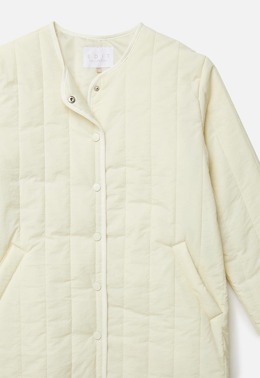 edit - Collarless puffer coat - ecru