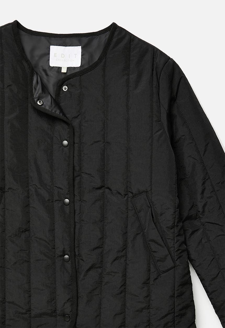 edit - Collarless puffer - black