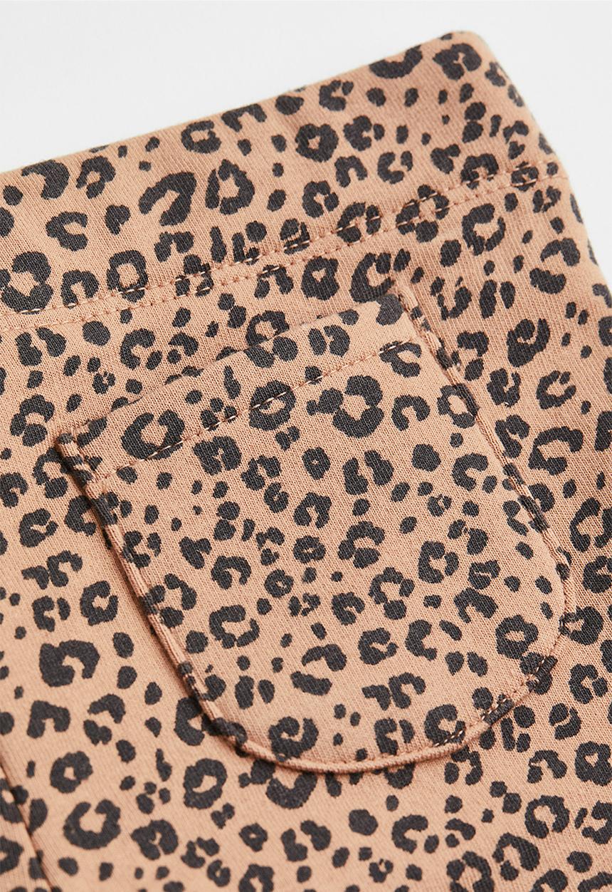 H&M - Brushed-inside leggings - beige/leopard-print