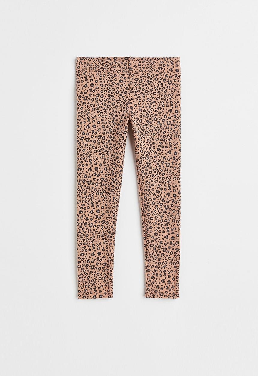 H&M - Brushed-inside leggings - beige/leopard-print